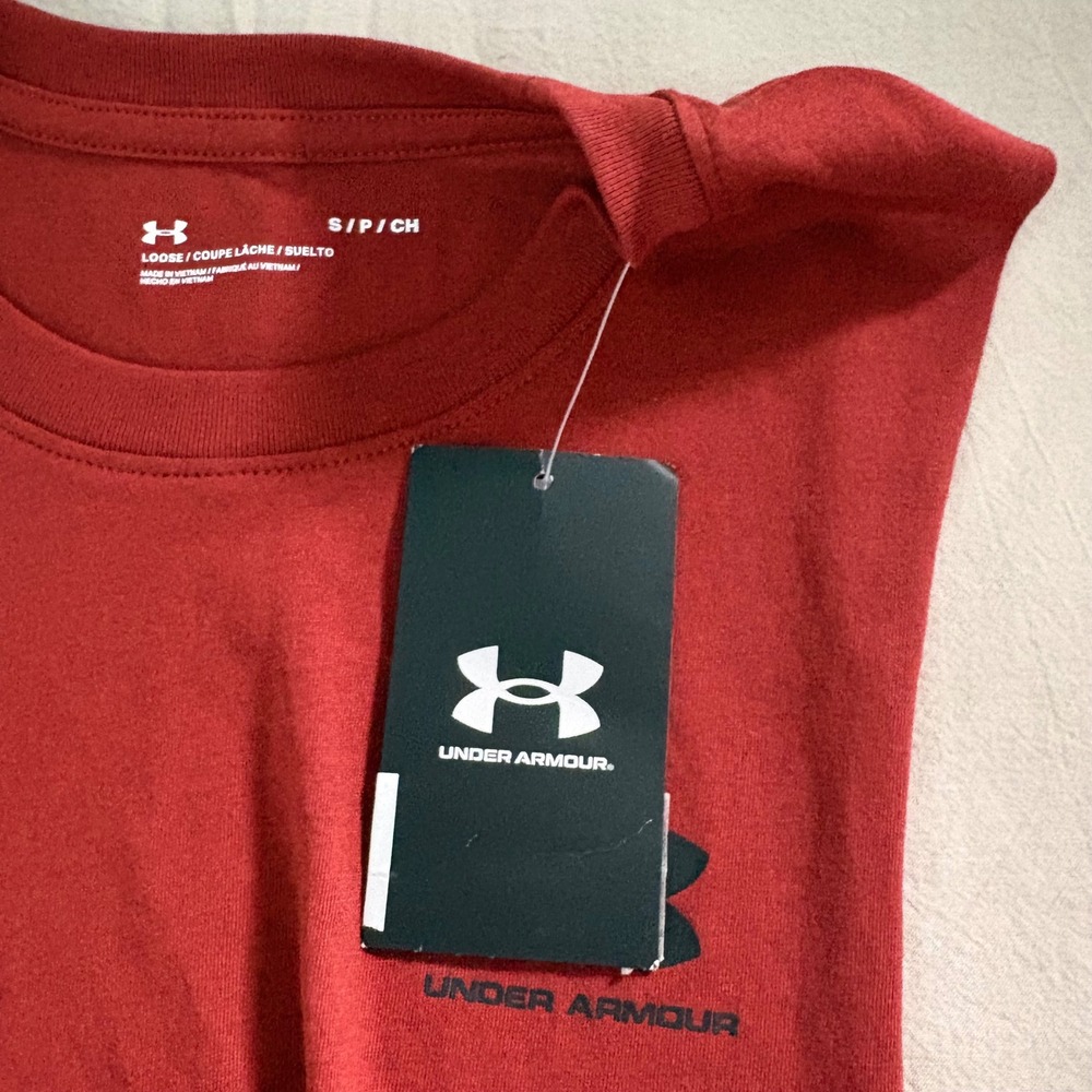 Under Armour Project Rock Mens Muscle Tank Top Rust Red Sleeveless Gym Shirt S - Picture 7 of 7